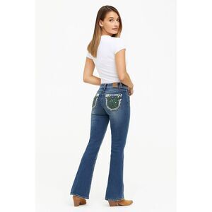 Western Blue Womens Blue Denim Desert Cactus Embroidery Bootcut Jeans Size 27